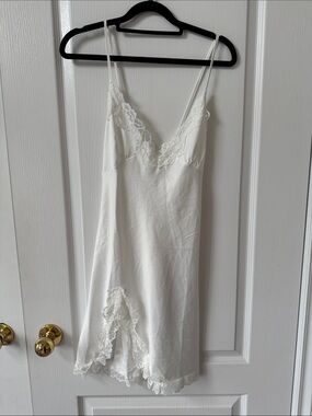 Lace-Trim White Slip Dress - Women's Intimates